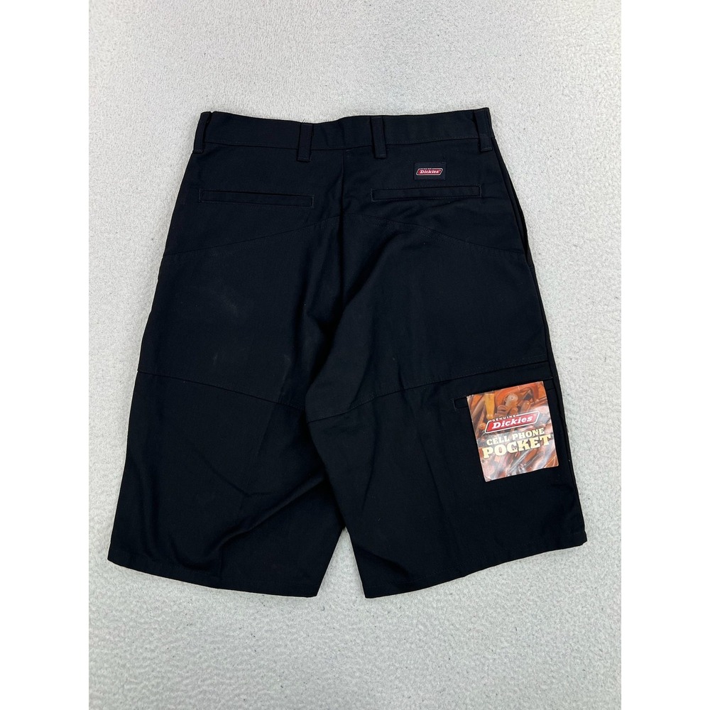 Dickies Cargo Shorts Mens 30 Black Canvas 11" Inseam Cell Phone Pocket Work NEW